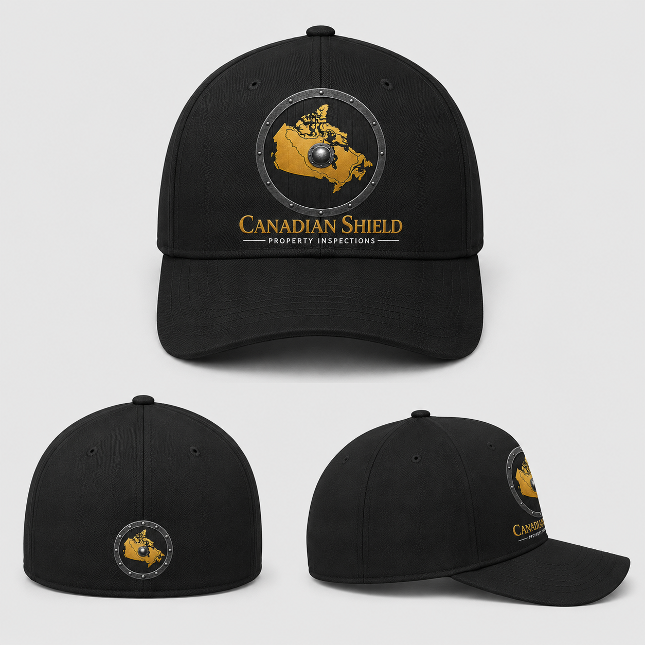Canadian Shield fitted cap with the gold shield crest